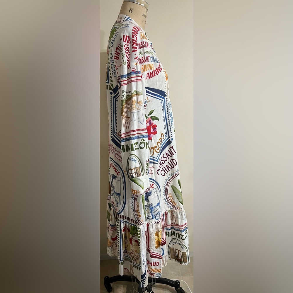 NWT Farm Rio Paris Ama Boheme Linen Blend Dress - Sézane x FARM Rio - Size 36 - Picture 4 of 9